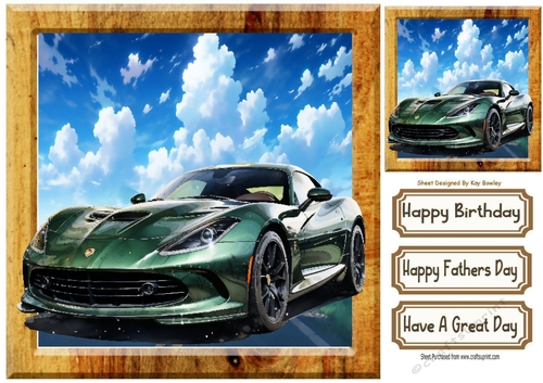 Super Fast Car  In The Countryside Wooden 8X8 Frame (Four)