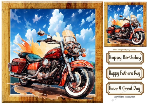 Super Fast Motor bike In The Countryside Wooden 8X8 Frame (One)