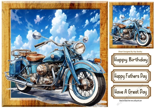 Super Fast Motor Bike In The Countryside Wooden 8X8 Frame (Two)