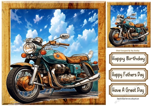 Super Fast Motor Bike In The Countryside Wooden 8X8 Frame (Three)