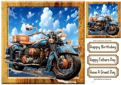 Super Fast Motor Bike In The Countryside Wooden 8X8 Frame (Four)