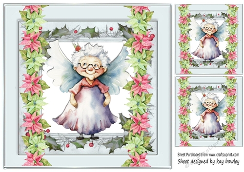 Sweet Granny Christmas Angel 8x8 Card Front (One)