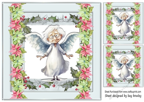 Sweet Granny Christmas Angel 8x8 Card Front (Two)