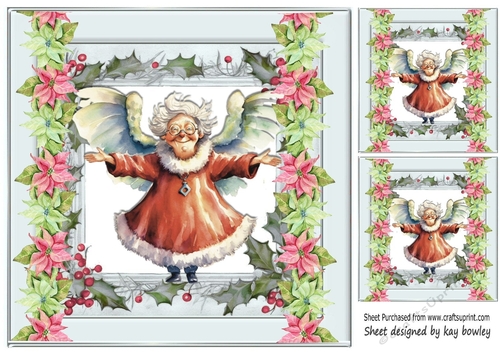 Sweet Granny Christmas Angel 8x8 Card Front (Three)