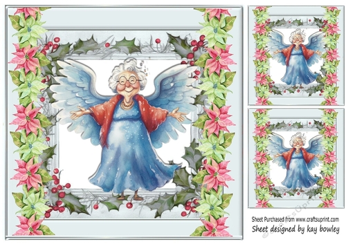 Sweet Granny Christmas Angel 8x8 Card Front (Four)