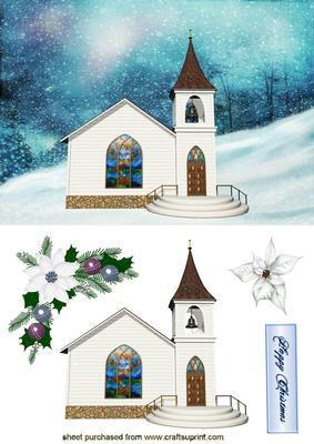 Pretty Church in Snowbackground
