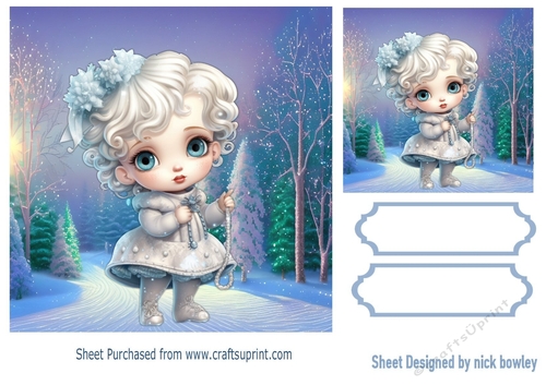 Cute Little Princess In Snow Scene 7X7 (Three)