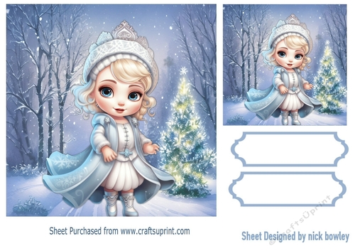 Cute Little Princess In Snow Scene 7X7 (Four)