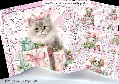 4 Pretty Pinky Dreams Christmas With Animals & Presents 8x8 Mini Kit