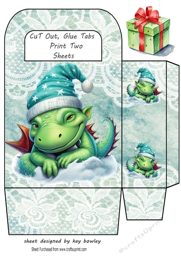 Sleepy Dragon With Turq Small Gift Bag 