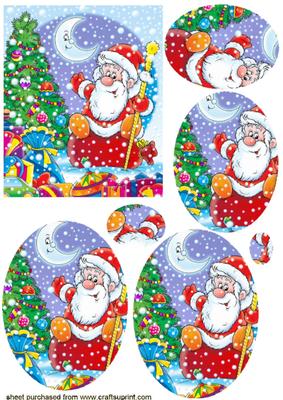 Santa with a Christmas Tree Oval Pyramids