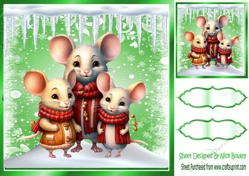 Cute Animals In Green Snow 8x8 Frame (One)