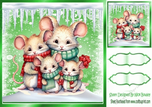 Cute Animals In Green Snow 8x8 Frame (Two)