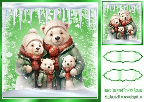 Cute Animals In Green Snow 8x8 Frame (Three)