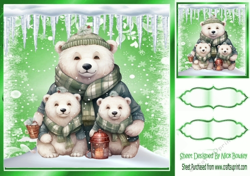 Cute Animals In Green Snow 8x8 Frame (Four)
