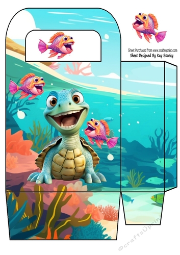 Lovely Under  The Sea Turtle With Fish Small Gift Bag