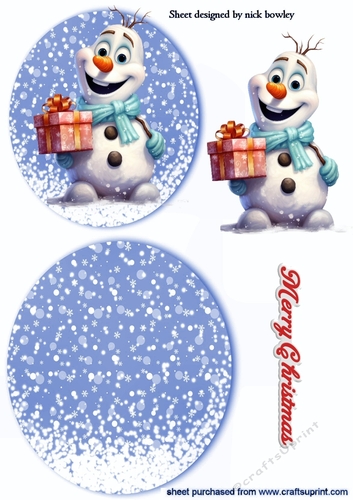 Lovely Rocker Card With Snow And Olaf With Gift