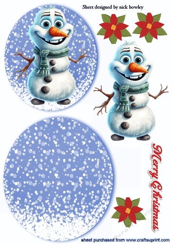 Lovely Rocker Card With Snowman And Poinsettias