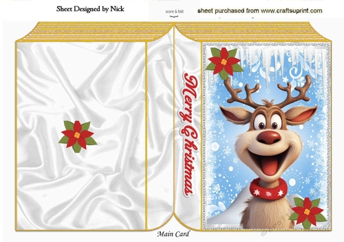 Lovely Gold Winter Snow Book With Reindeer (One)