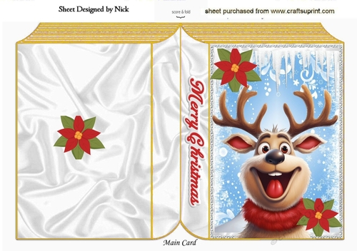 Lovely Gold Winter Snow Book With Reindeer (Two)