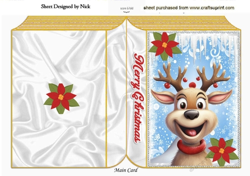Lovely Gold Winter Snow Book With Reindeer (Three)