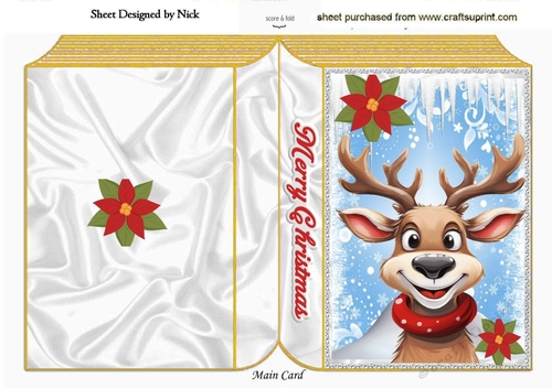Lovely Gold Winter Snow Book With Reindeer (Four)