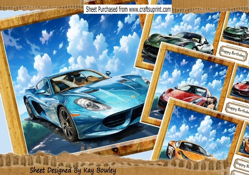  4 Coloured Fast Cars On The Roads 8x8 Mini Kit 