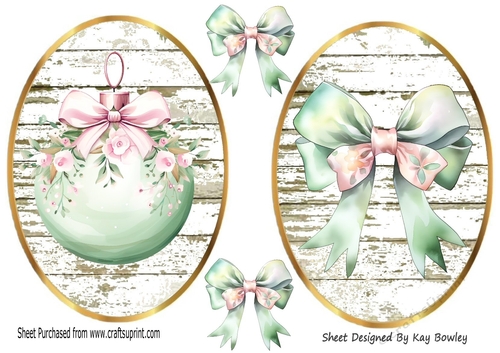 Pretty Pastel Toppers of Pink Bauble /Pink/Mint Bows