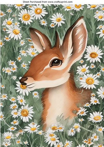 Pretty Deer In A Field Of Daisies A4