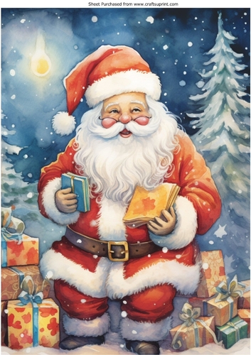 Happy Santa With Christmas Presents A4 (One)