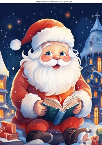 Happy Santa Reading His Book A4 (Three)