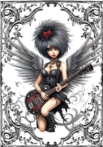 Black Ornate Scroll Gothic A4 Rock N Roll Faerie