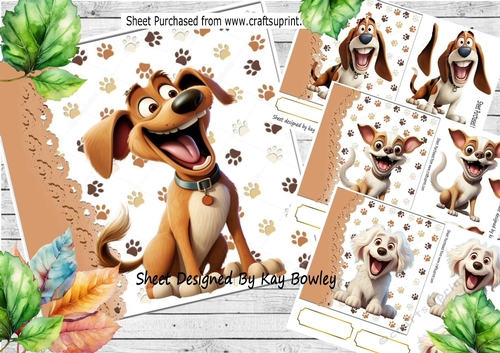 4 Lovely Funny Faced Dogs Laughing 7x7 Card Fronts Mini Kit