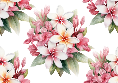 Pretty Plumeria Pastel Flowers Backing Paper (Big)