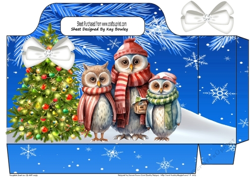 Christmas Tree With Owl Family Tote Gift Bag