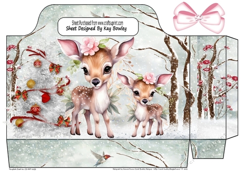 Pretty Deers In The Snow With Pink Bow Tote Bag