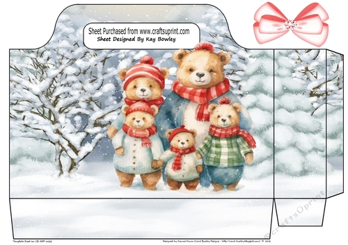 Cute Teddy Bear Family In The Snow With Pink Bow Tote Bag