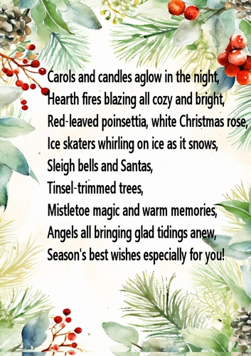Lovely Red Berry & Holly A4 Card Front/Insert Verse (Two)