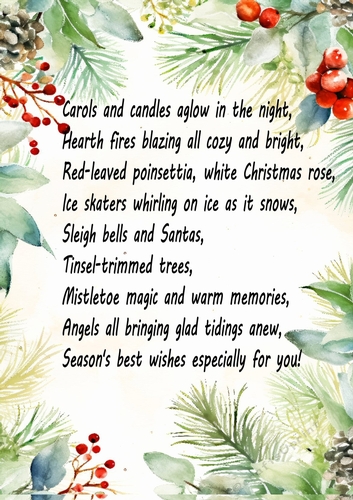 Lovely Red Berry & Holly A4 Card Front/Insert Verse (Three)
