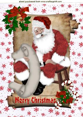 Lovely Santa on a Scroll with Wish List A4 Topper