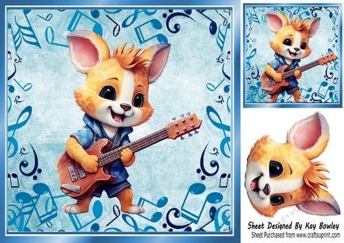 Cute Guitarist in Blue Musical 8X8 Frame