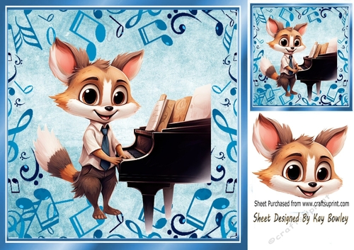 Cute Pianist in Blue Musical 8X8 Frame