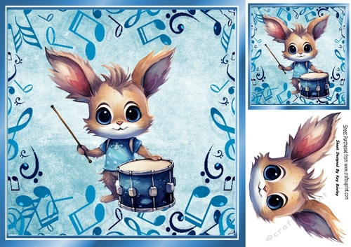 Cute Drummer in Blue Musical 8X8 Frame