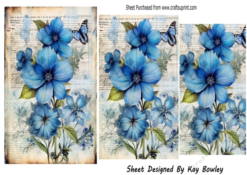 Pretty Blue Flower Blooms With Butterfly Pyramids