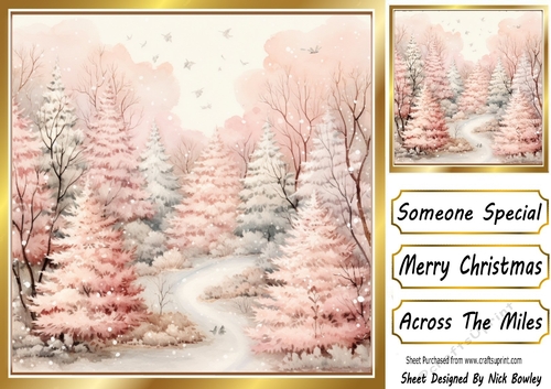 Pretty Pink Winter Christmas 8x8 Three