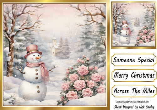 Pretty Pink Winter Christmas 8x8 Five