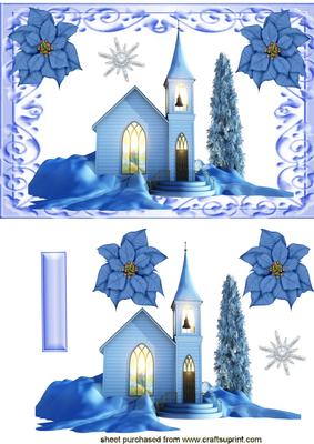 Lovely Church in Blue Ornate Frame