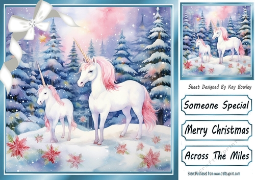 Cute Unicorns In Winter Scene 8x8 Two