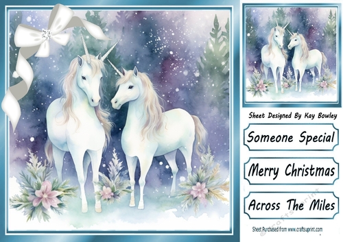 Cute Unicorns In Winter Scene 8x8 Three
