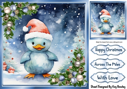 Cute Duck In Santa Hats With Baubles 8x8 Two